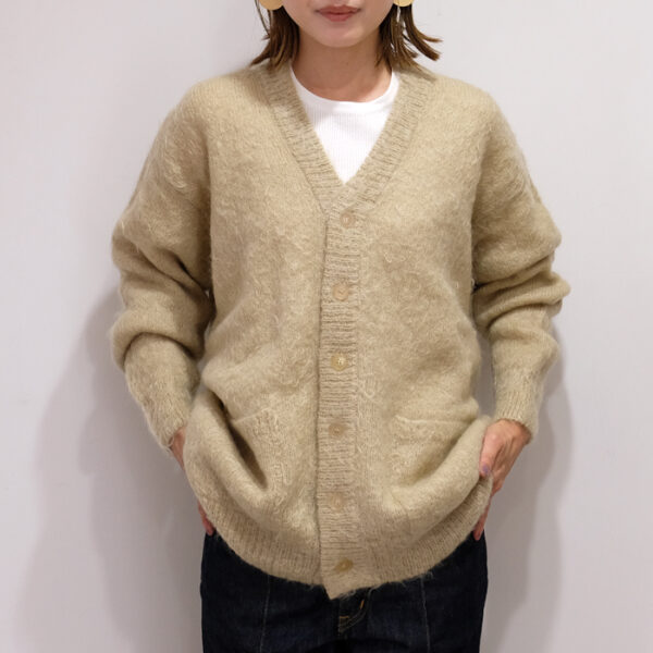 オーラリー、(auralee) BRUSHED SUPER KID MOHAIR KNIT LONG CARDIGAN