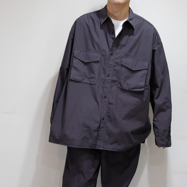 グラフペーパー、(GRAPHPAPER) GARMENT DYED POPLIN FATIGUE SHIRT