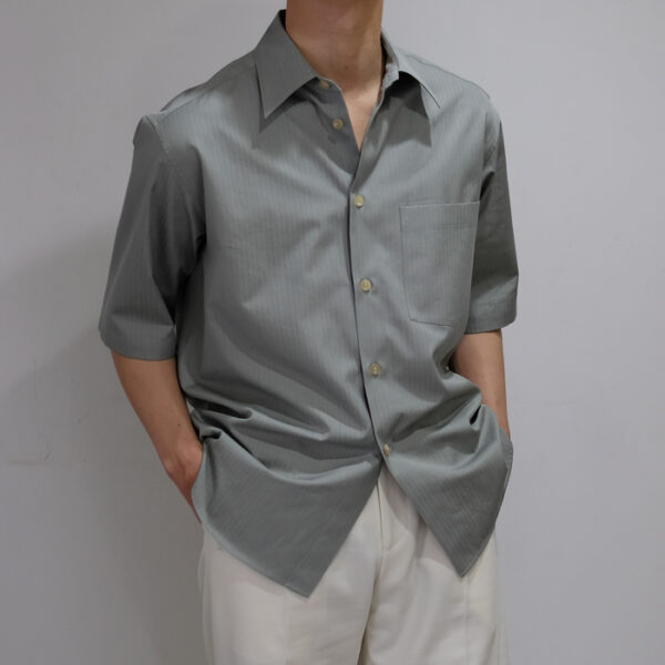 オーラリー、(AURALEE) WASHED FINX HERRINGBONE HALF SLEEVED SHIRTS