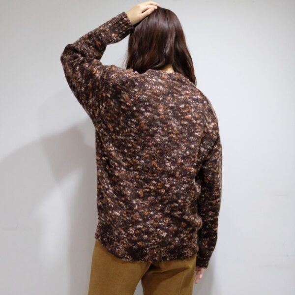 (auralee) WOOL MIX COLOR SLUB YARN KNIT P/O MIX BROWN