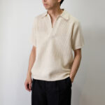 AURALEE｜BRUSHED COTTON WOOL RIB KNIT SKIPPER POLO