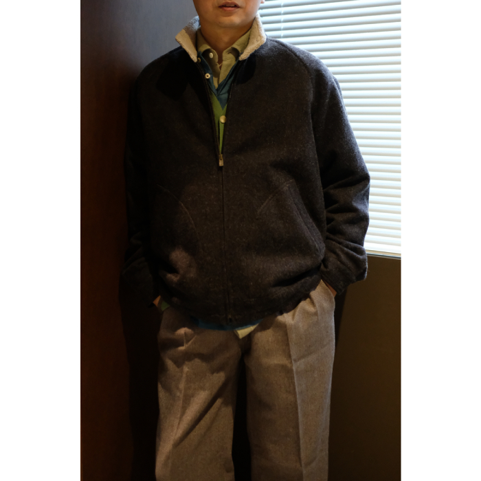 アケヨス オホス ベルデス ビシュウ(AQUELLOS OJOS VERDES BISHU) HARRINGTON JACKET Deep indigo boa