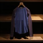 auralee) *SUPER HIGH GAUGE SHEER RIB RAGLAN P/O NAVY × DARK BROWN