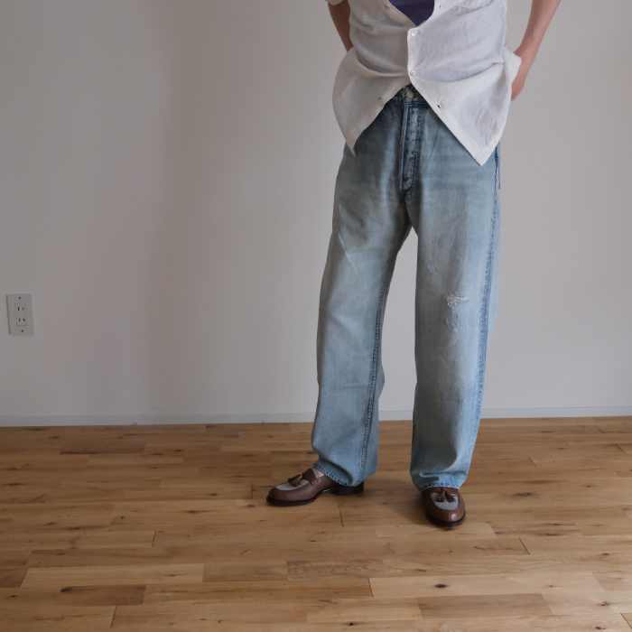 AURALEE｜*FADED SELVEDGE LIGHT DENIM WIDE PANTS LIGHT INDIGO