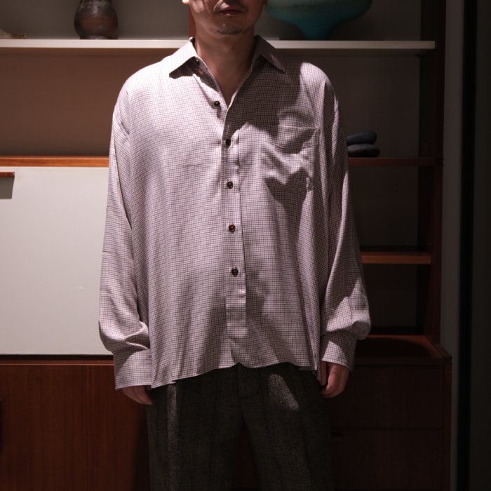 マーティーアンドサンズ(MAATEE&SONS) OVER SHIRTS "SILK RAYON CHECK"