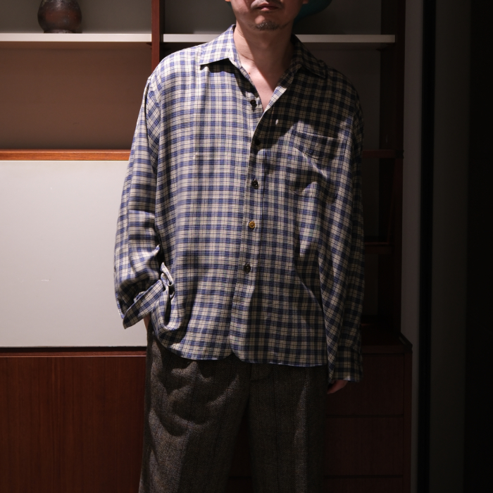 マーティーアンドサンズ(MAATEE&SONS) OVER SHIRTS "SILK RAYON CHECK"