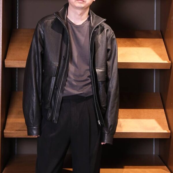 オーラリー(AURALEE) TEXTURED LAMB LEATHER BLOUSON