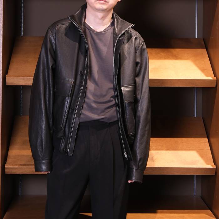 オーラリー(AURALEE) TEXTURED LAMB LEATHER BLOUSON