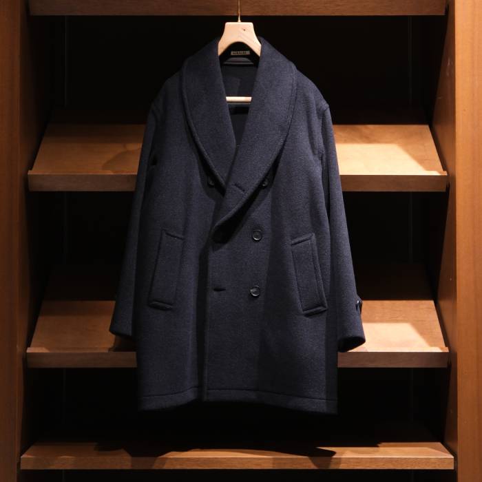 オーラリー(AURALEE) WOOL HERRINGBONE SHAWL COLLAR COAT
