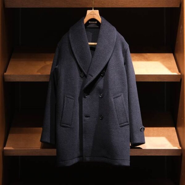 オーラリー(auralee) WOOL HERRINGBONE SHAWL COLLAR COAT