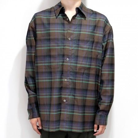 オーラリー、(AURALEE) SUPER LIGHT WOOL CHECK SHIRTS、トップス 