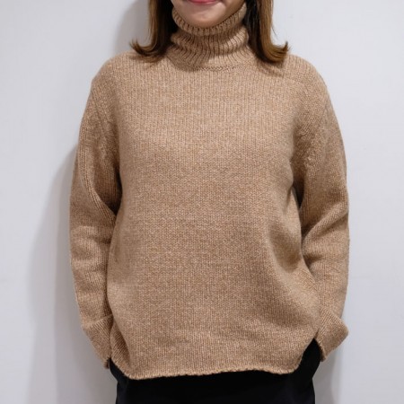 オーラリー、(auralee) CAMEL WOOL MIX KNIT TURTLE NECK P/O 